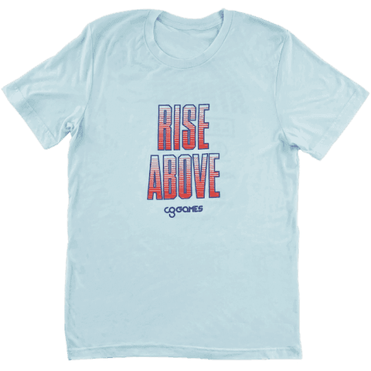 T-shirt with "Rise Above" text printed